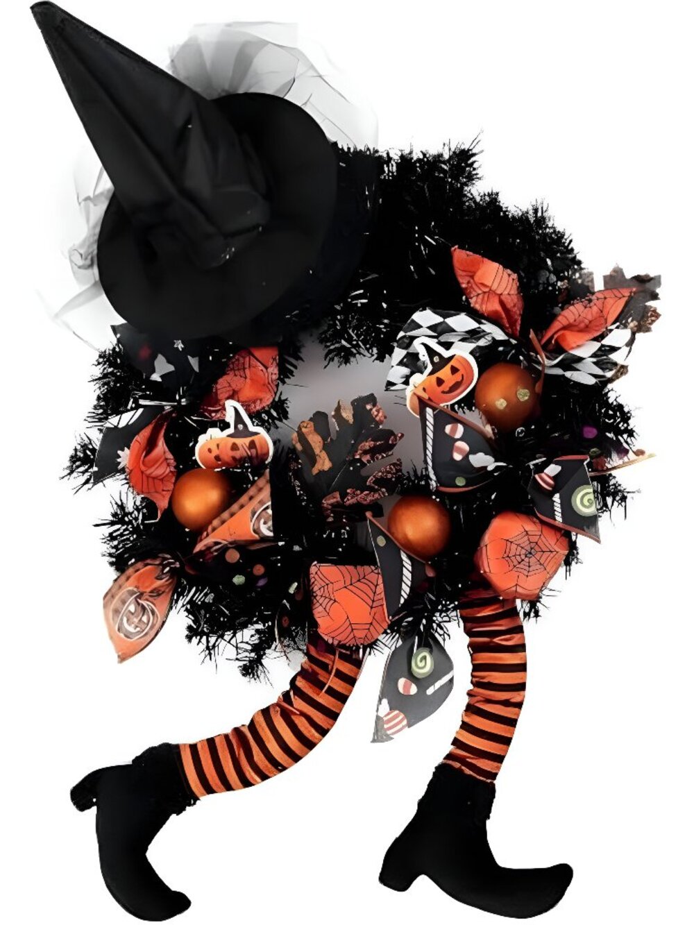 18 inch Witch Halloween Wreath, for Front Door Decoration with